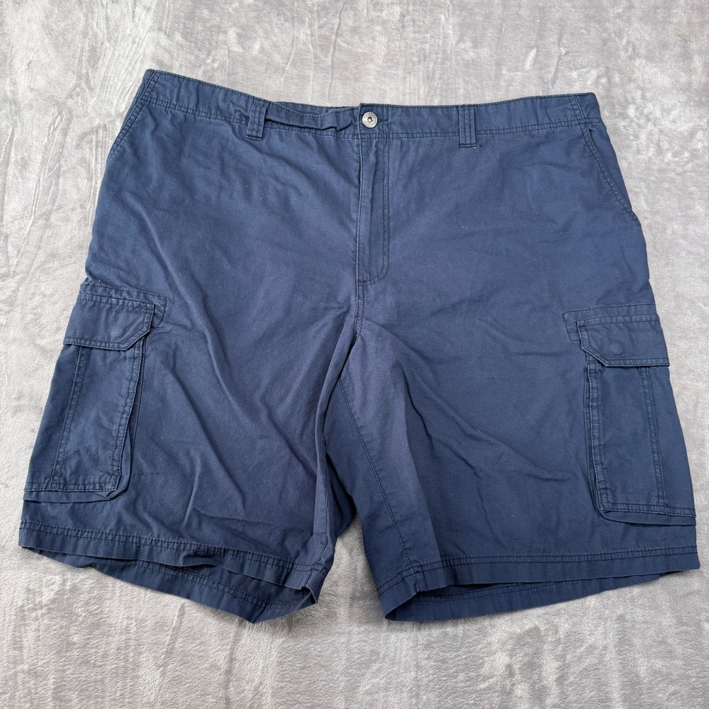 True Nation Cargo Shorts Mens Size 48 Big and Tall Navy Blue Ripstop Casual